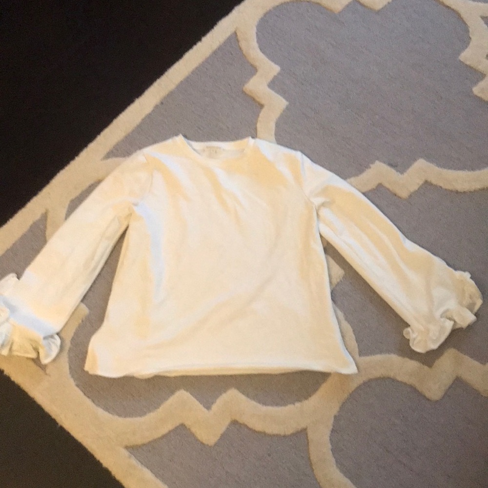White ruffle sleeve shirt